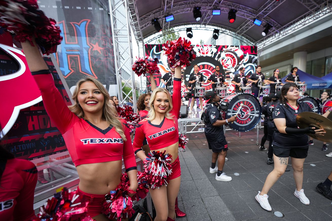 Houston Texans fans gather in downtown Houston to watch the 2025 NFL Draft